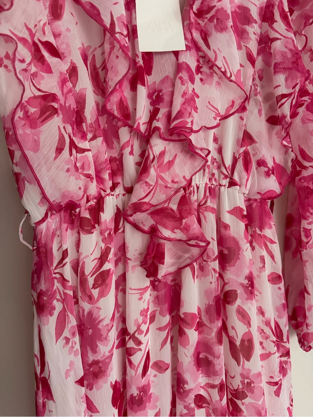 Zara Pink Watercolor Print Dress - Picture 4 of 9